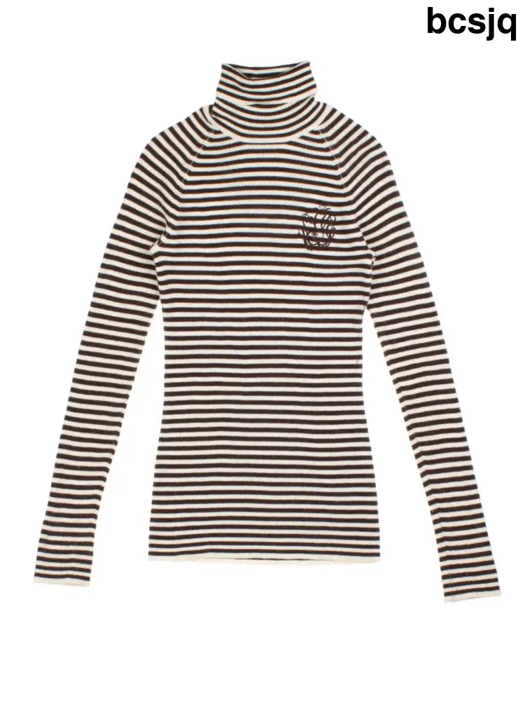 Ganni Stripe Roll Neck (Size M) - Knitwear