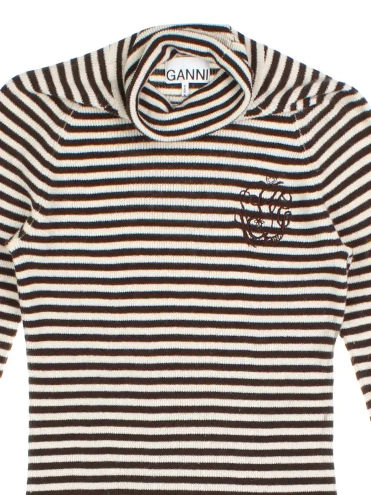 Ganni Stripe Roll Neck (Size M) - Knitwear