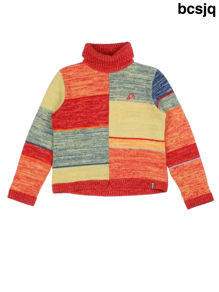 Patchwork Roll Neck Pullover (Size M) - Knitwear