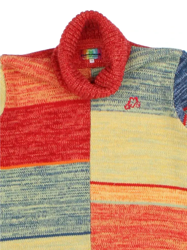 Patchwork Roll Neck Pullover (Size M) - Knitwear