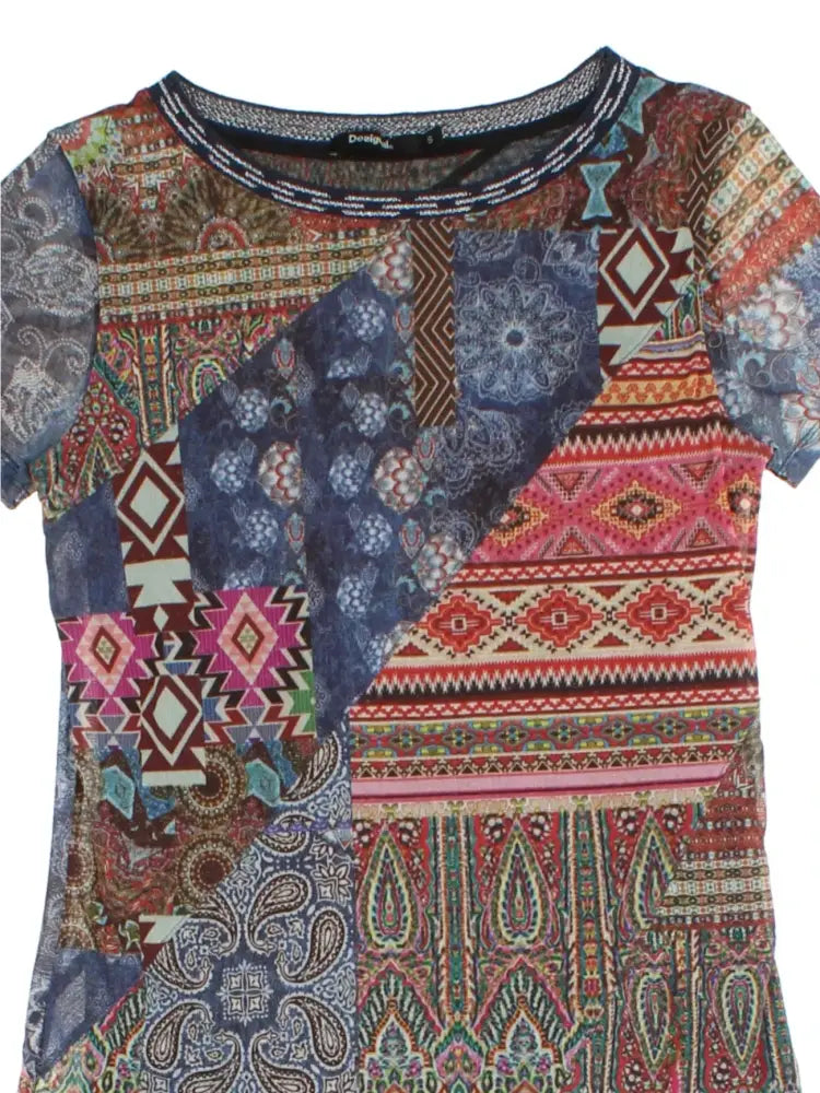Y2K Patchwork Mesh T-Shirt (Size S) - T-Shirts